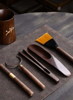 工具茶具勺六君子茶茶道泡夹功夫茶黑檀木茶艺台茶刀刷套装配件茶