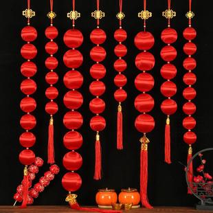 2026新年装饰品丝光红球串小灯笼挂饰树上商场春节结婚喜庆橱窗