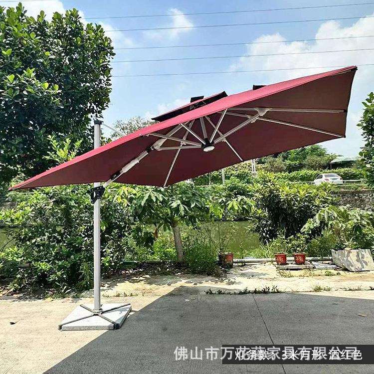 户外遮阳LED灯条伞阳台庭院伞露天花园太阳伞大型户外别墅罗马伞