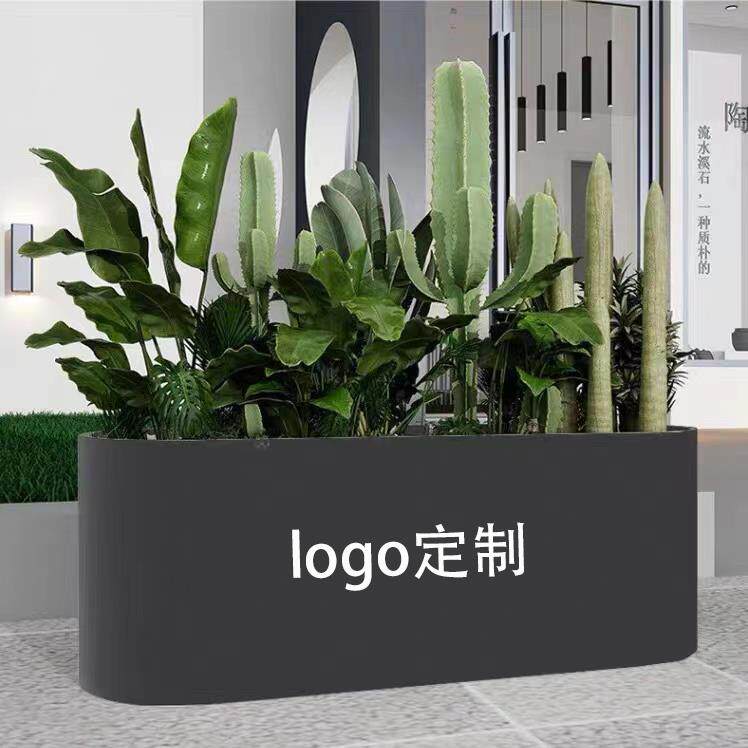 户外铁艺圆弧形花箱组合饭厅花槽隔断花架奶茶店咖啡厅外摆花盆坛