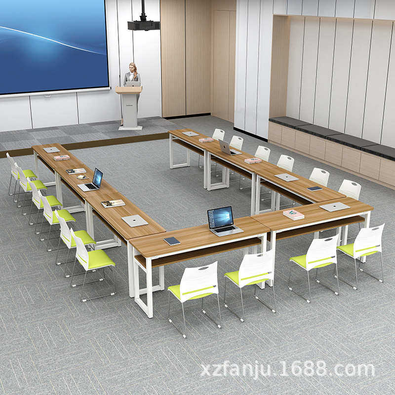 员工培训桌长条桌培训桌椅一体会议桌椅机构辅导班学生学习课桌椅