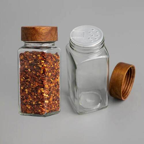 120ml Wooden Lid Seasoning Bottle 4oz Round Seasoning Jar BB