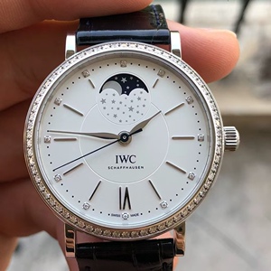 盒证98新37mmIWC万国柏涛菲诺月相原钻IW459008自动机械女表正品