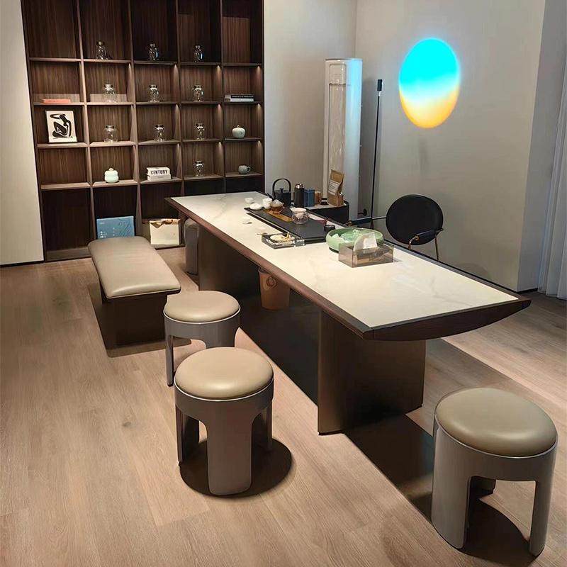 苏榫新中式黑胡桃木岩板茶桌椅组合高端实木泡茶桌轻奢现代高级感