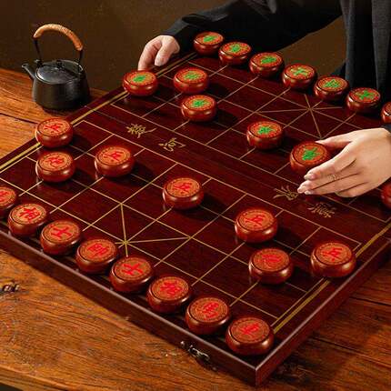 象棋中国象棋儿童实木带木质棋盘学生成人大号便携式套装红木棋子