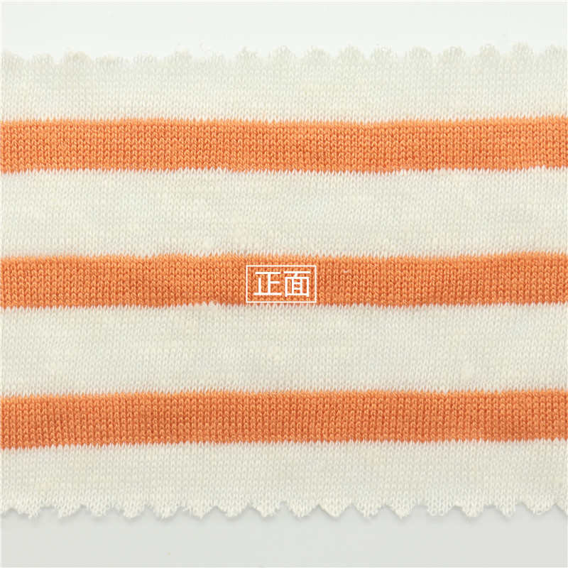 亚麻人棉条纹针织亚麻汗布莫代尔混纺布料人棉亚麻平纹布料