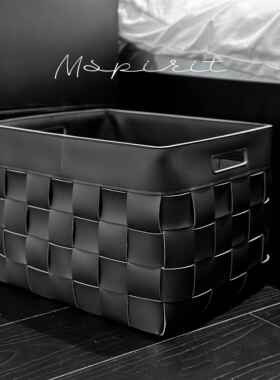 Mspirit 整理箱衣服收纳箱BV衣帽间皮质编织马鞍皮收纳箱筐大定制