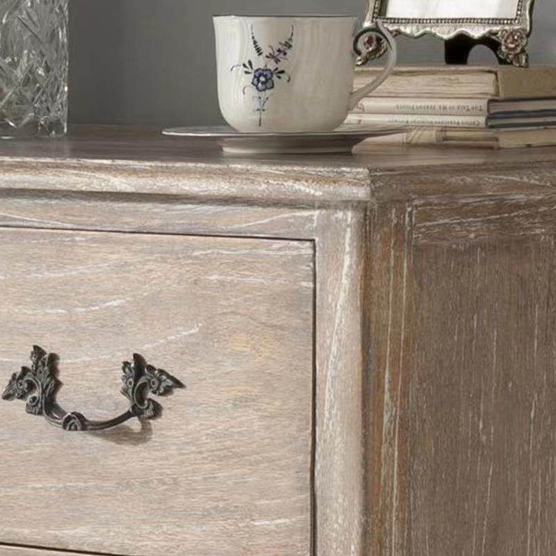 美式乡村实木复古做旧梳妆台镜子组合小型复古实木化妆桌家具凳子