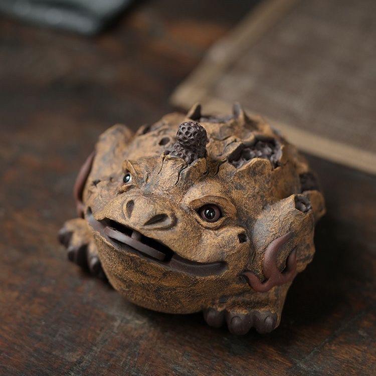 陈洪军树皮金蟾宜兴紫砂茶宠摆件精品可养茶具茶盘招财全手工茶玩