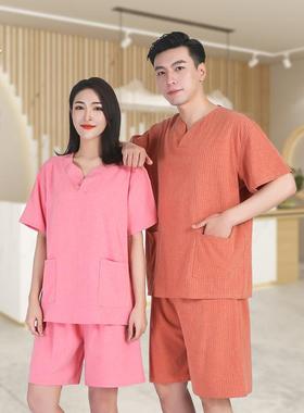 224新款高XWC档式竹节棉泰浴服桑拿服汗年蒸服纯棉洗浴服男女0套