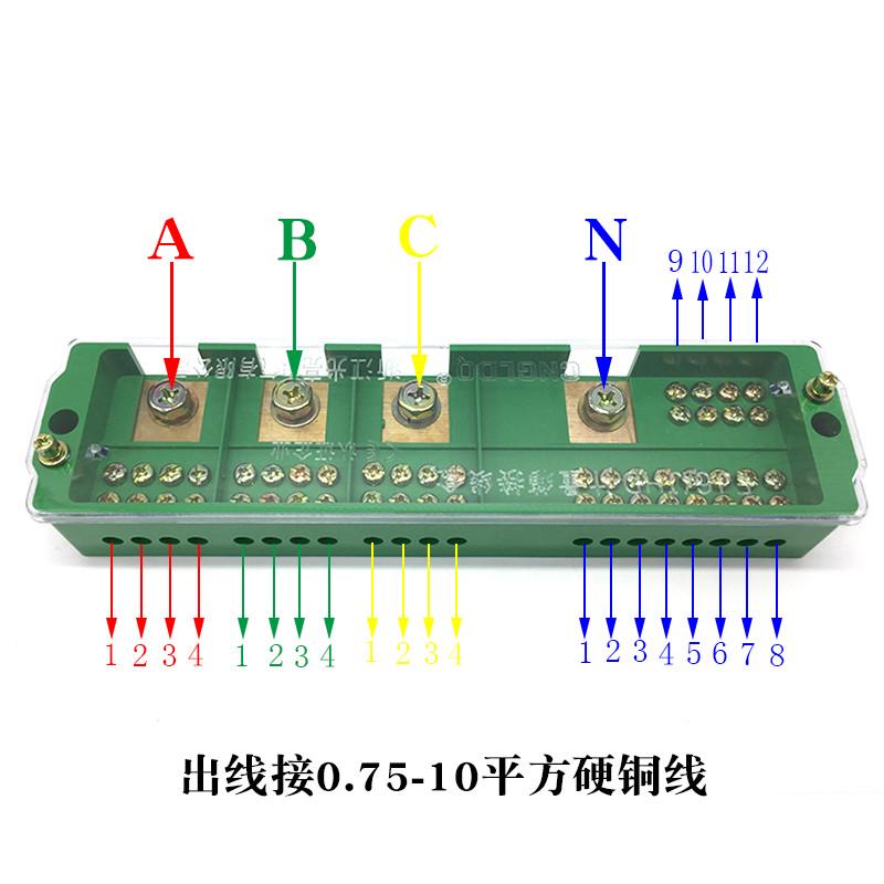 包邮FJ6/JHD3-4/12三相四线十二表户接线盒4进24出电表箱分线端子