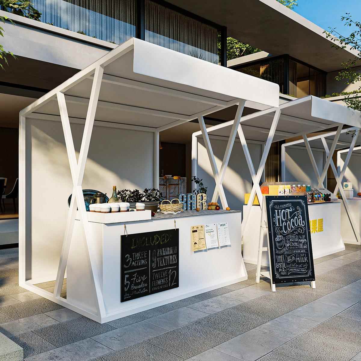 集区可移动摆摊市示架户外景大型活动摊位架早市美食街小吃展207