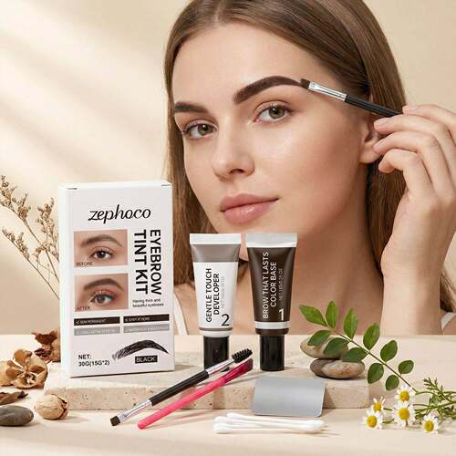 Zephoco Black Eyebrow Kit - Natural color payoff, easy to us