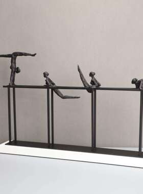 现代简约黑色铸铁双杠运动摆板样房售1111楼部卧件餐室书房客厅厅