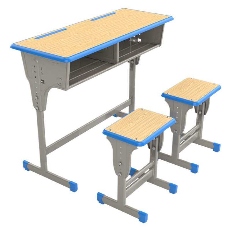 厂家直销实木加厚单双人小中高学生课桌椅辅导培训班可升降课桌椅