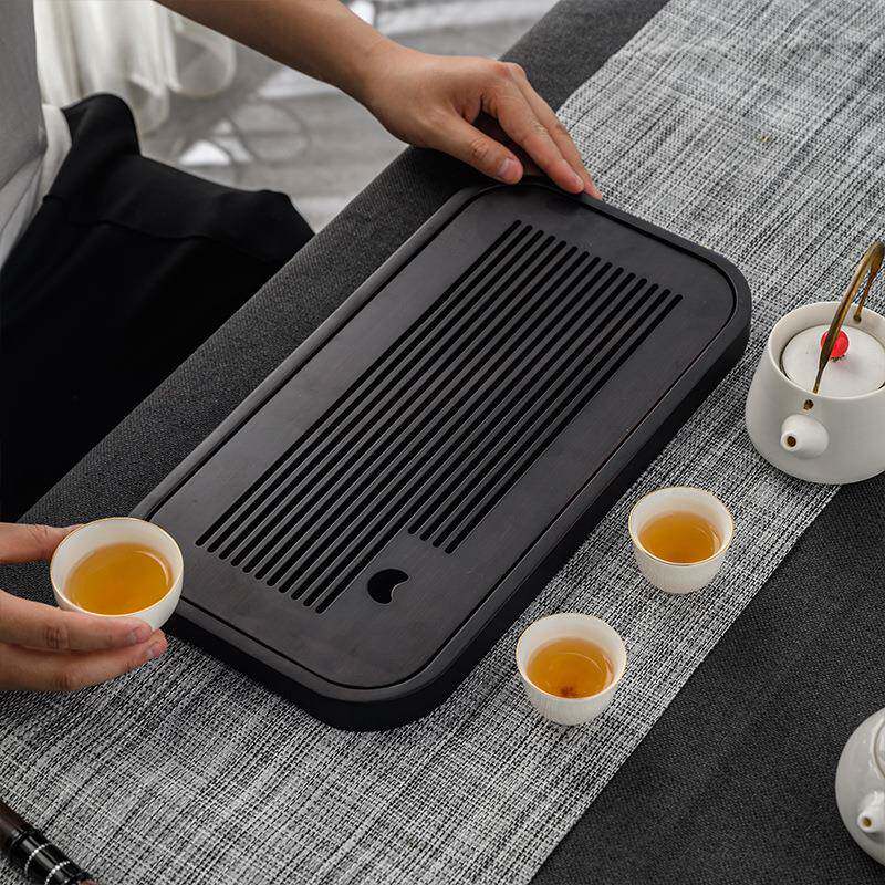 茶盘小型家用长方形托盘沥水功夫茶具储水式茶海复古竹制干泡茶台