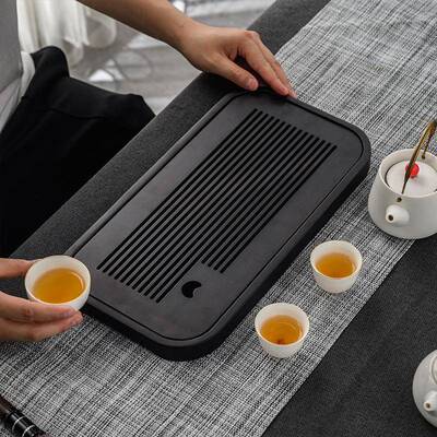 茶茶长盘小型家用方储形托盘沥水功夫JM-DSSS茶具水式茶海复古竹