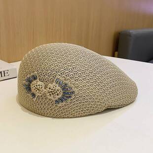 气质百搭可反戴贝0330d 春夏日系镂空蝴蝶结编织前进帽女春夏新款