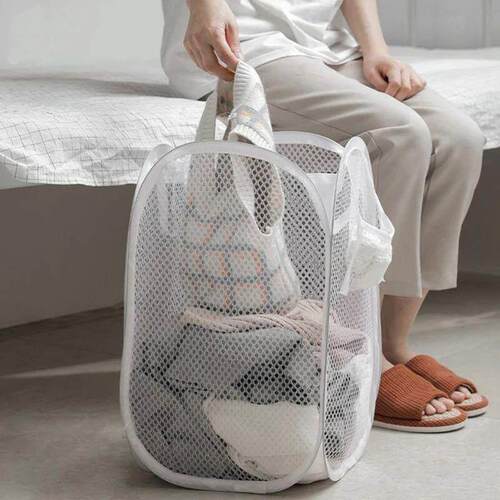 Folding Dirty Laundry Sorting Basket Washing Frame Bathroom