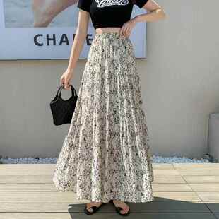 夏季 百搭气质遮跨蛋糕裙雪纺长裙拼接a0317r 碎花半身裙女2026新款