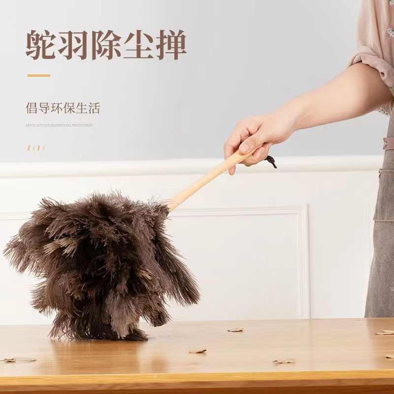 鸵鸟毛掸子家用打扫卫生不掉毛桌面鸡毛掸子扫灰神器防静电除尘掸