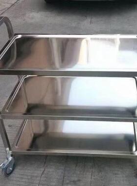不锈钢餐车加餐收碗车厅上菜车商用三层塑料移动车厚XWU双层推小