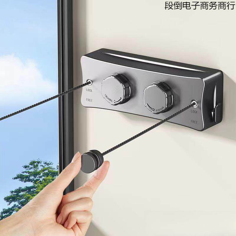 阳台隐形晾衣绳晾衣宿舍伸缩免打孔晾衣架卫生室内神器钢丝可伸缩
