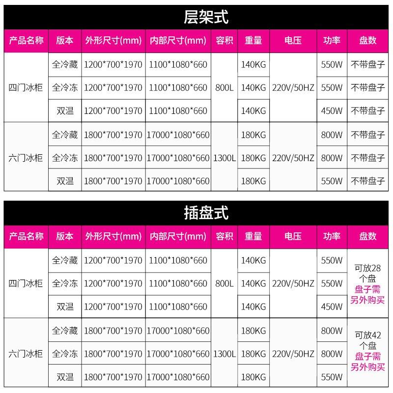 乐创四门冰柜插盘式风冷商用烤盘柜冷藏冷冻烘培六门大容量冰柜