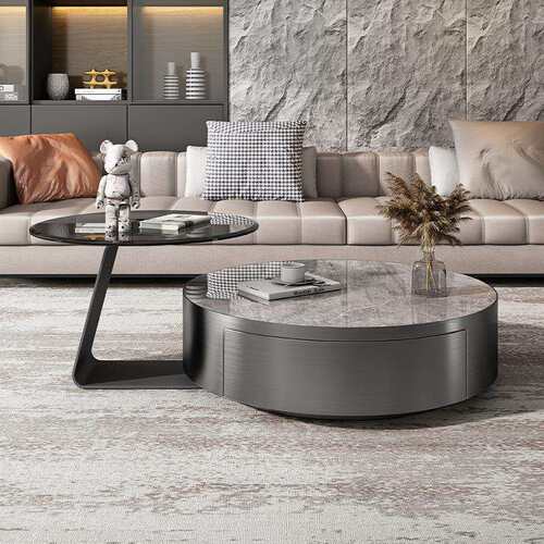 YSPPSY-C925茶几轻奢岩板边几角几客厅小茶几大理石小圆桌沙发小