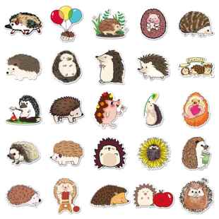 新款直销跨境50张刺猬卡通贴纸动物涂鸦装饰手账手机壳水杯电脑防