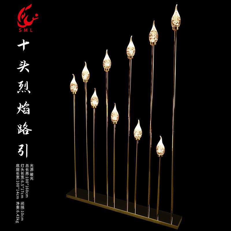 新款电镀金色尖灯泡路引灯婚礼步步高升烛台舞台立式布置装饰道具