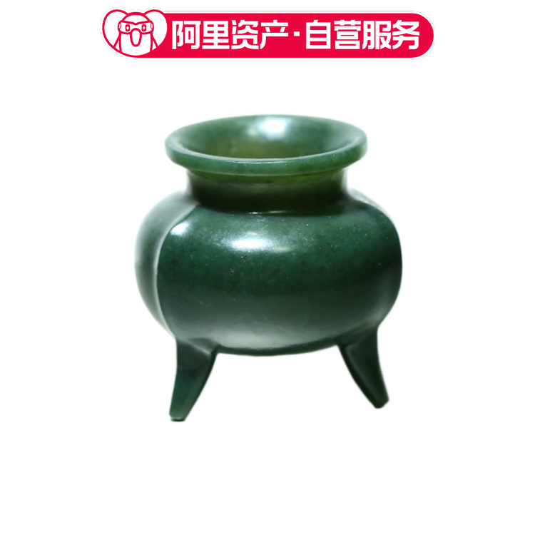 和田玉青玉 鬲式炉 天然玉石 蒋宏利和田玉器皿  香薰炉 玉炉
