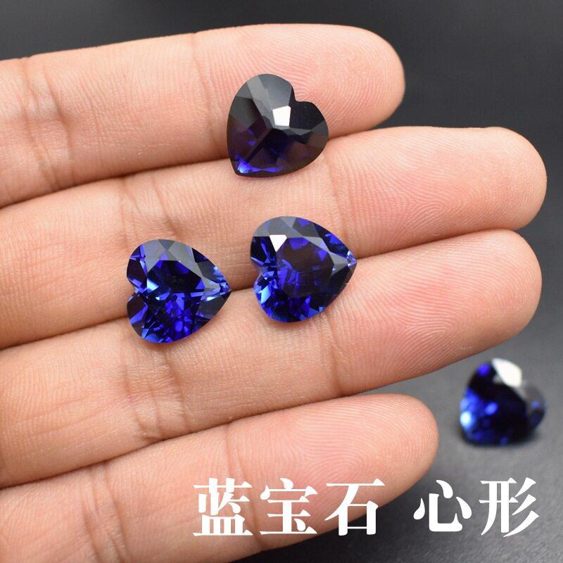 5A过钻笔蓝石34号蓝刚玉BlueSapphire爱心形蓝石裸石