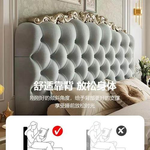 美式轻奢实床欧式双人mmj6181木8轻奢实.轻奢1.5双床主卧现人代简