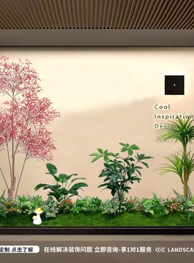 彷真绿色植物景观造景组合室内店铺玻璃橱窗庭院场景布置植物装饰