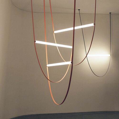 意大利极简皮带灯设计师样板房挑空客厅loft覆式楼别墅楼梯间吊灯