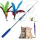 Feather Teaser Stick Cat Pet Toy Wand Retractabl Interactive