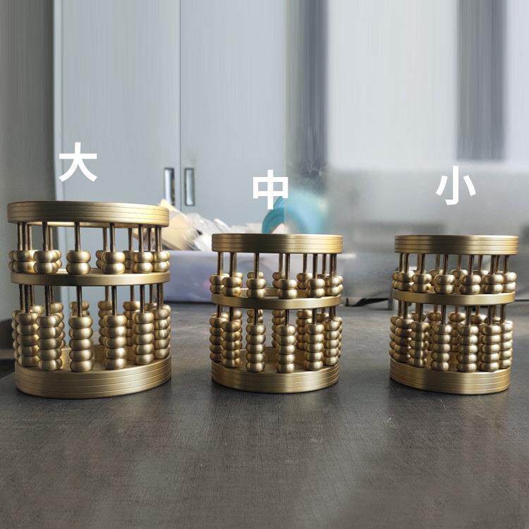算盘笔筒摆件 纯铜珠算笔筒文房四宝办公用品礼品工艺品厂家