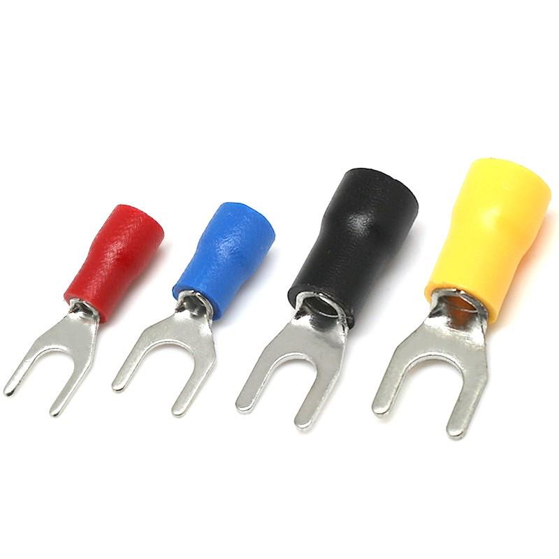 紫铜SV1.25-3.2叉形压线冷压端子 SV2-3-4-5-6-8预绝缘U型Y型端子