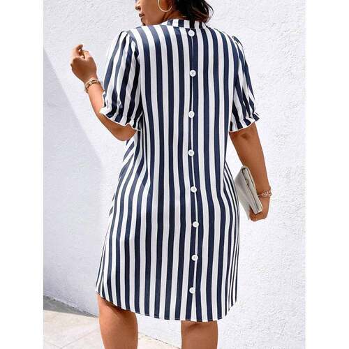 Plus Size Women's Dress Striped Woven Fabric Comfortable