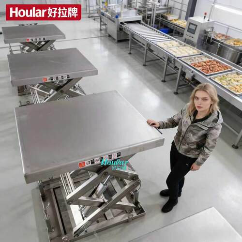 04不锈钢电动升降平台1吨升降机SUS剪叉式液压升降平台食品工厂
