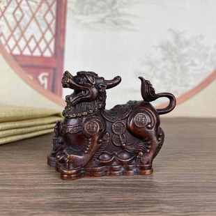 仿古铜茶宠金钱麒麟茶桌茶盘茶台茶具饰品客厅办公室貔貅合金摆件
