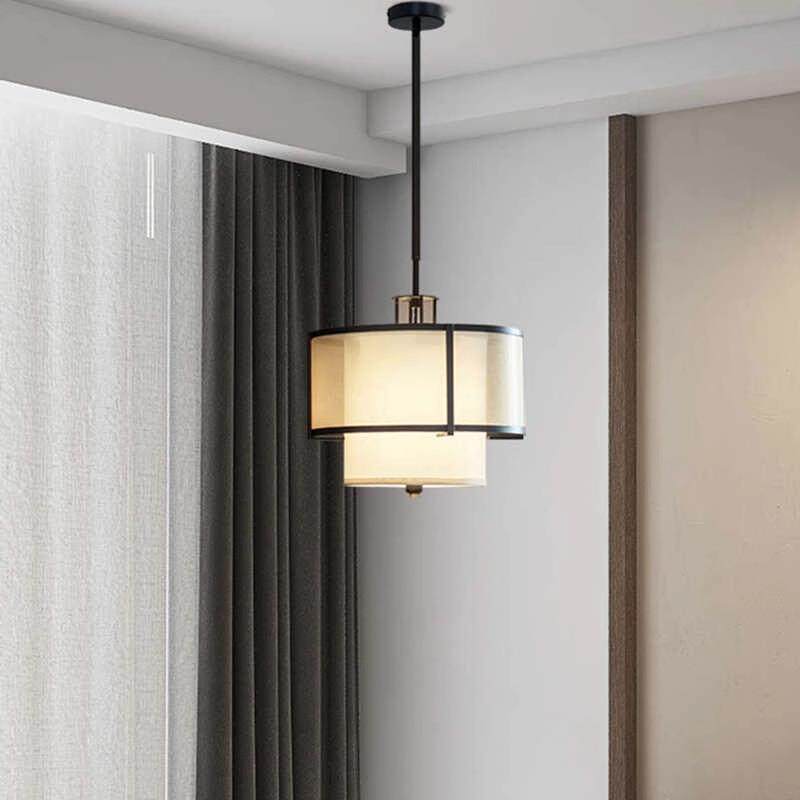 新中式吊灯现代客厅灯仿古圆形中式吧台吊灯床头茶楼铁艺玄关卧室