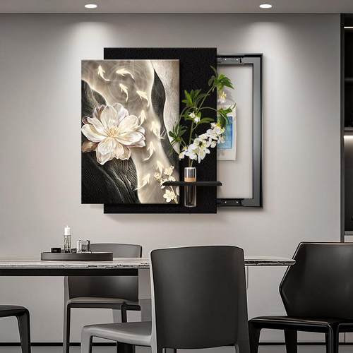 WRP2025年款客厅九鱼图弱电新表箱盒装饰画餐厅挂墙电闸电控制箱