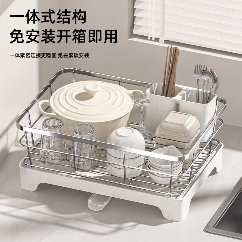 25年新款沥水碗架家用免安装多功能304不锈钢双层沥水架碗柜