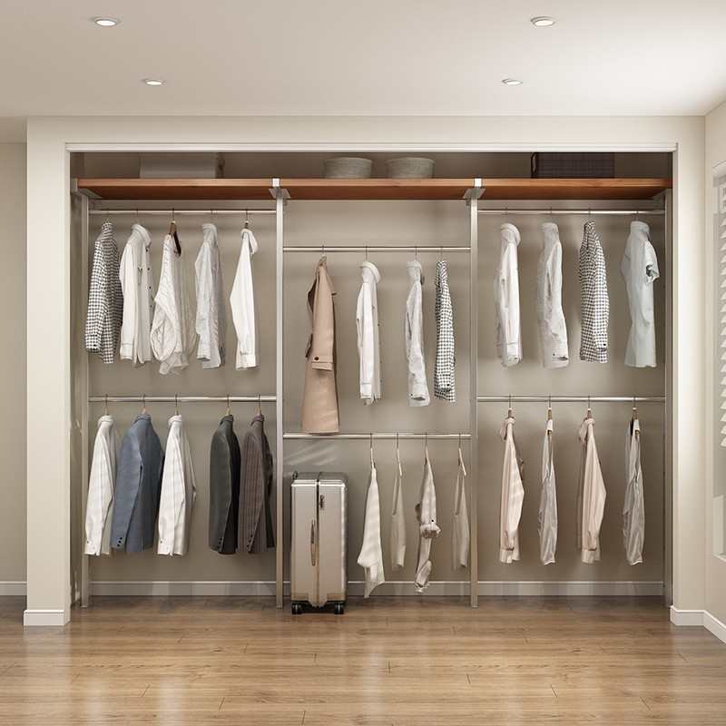 中古风金属衣柜开放式卧室落地悬挂式砌墙步入式铁艺挂衣架衣帽间