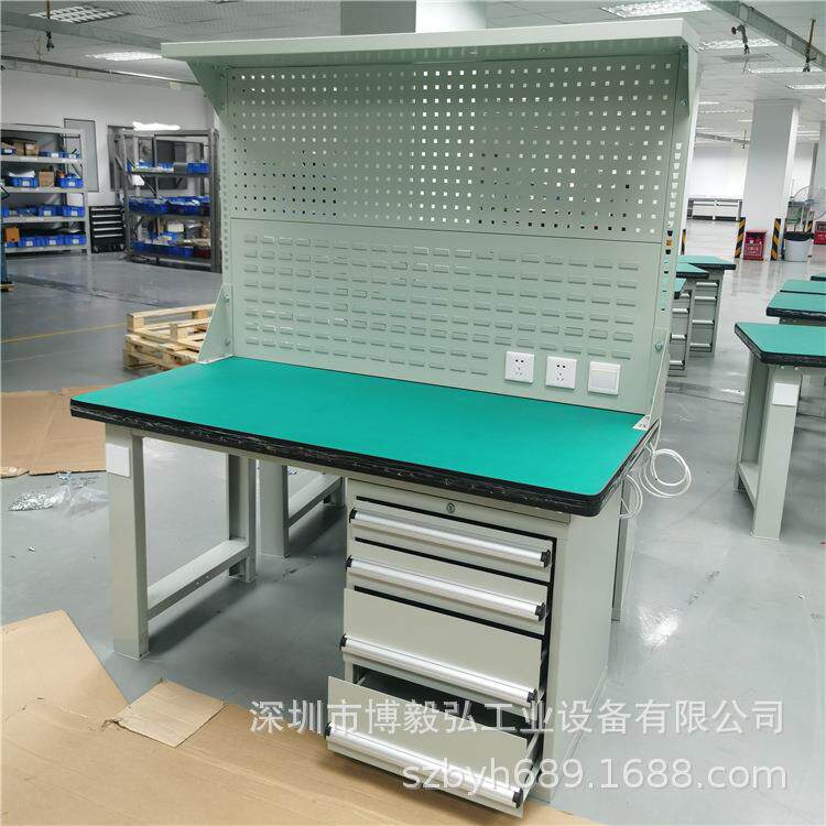 博毅弘车间钳工操作台 二抽带挂板钳工工作台 重型工作台防静电厂