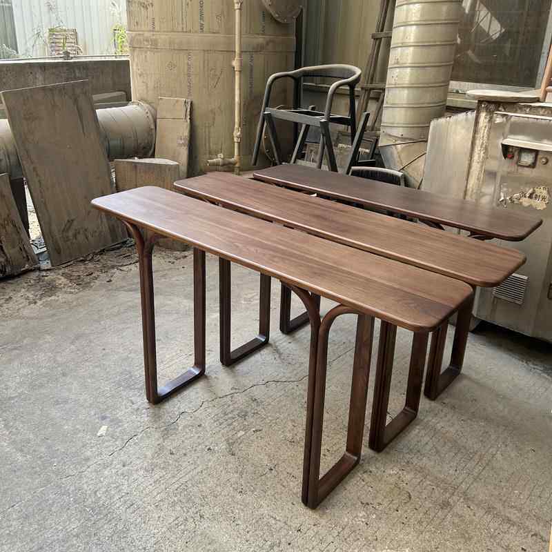 新中式实木玄关桌北美黑胡桃木条案现代简约门厅玄关台大厅端景台