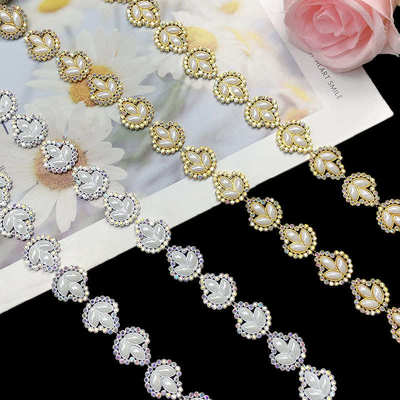 带钻苗族服装饰品配件 亚克力舞蹈服装戏服辅料头饰金银钻链9米