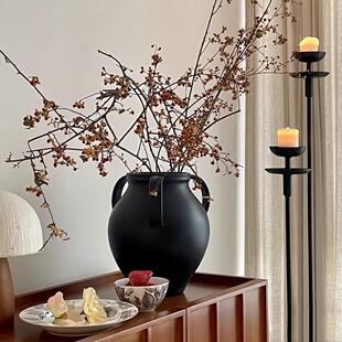 中古风轻陶瓷花真瓶民宿FYR客厅餐桌装 摆件奢干花仿花插花器饰陶